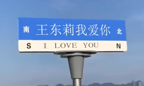 刚哥模板编号350：路牌表白